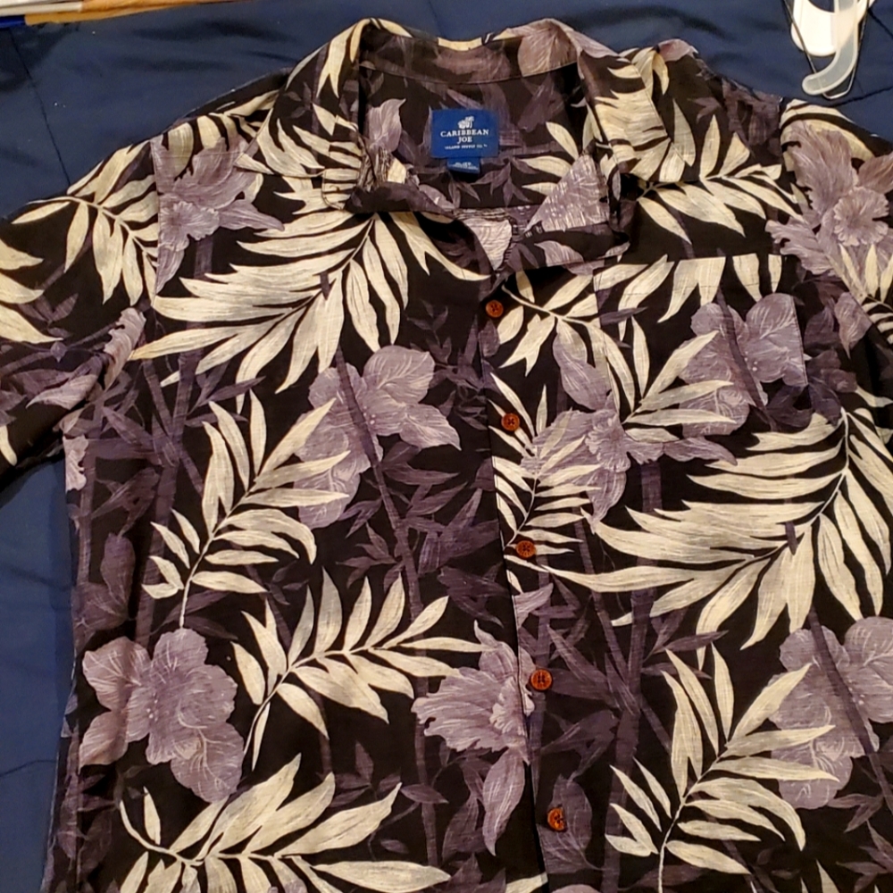 Caribbean Joe Leaf Pattern Shirt